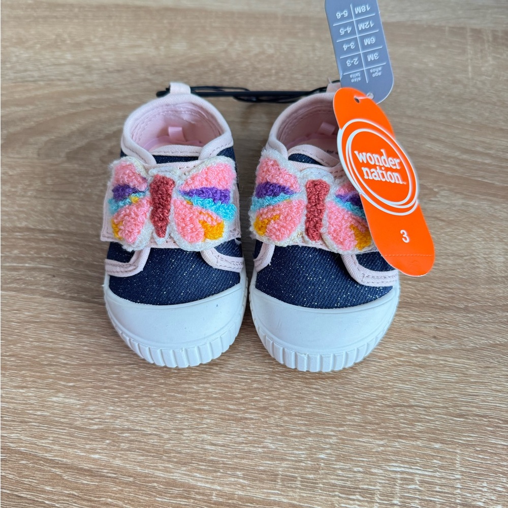 Wonder Nation Navy Sneakers with Colorful Butterfly